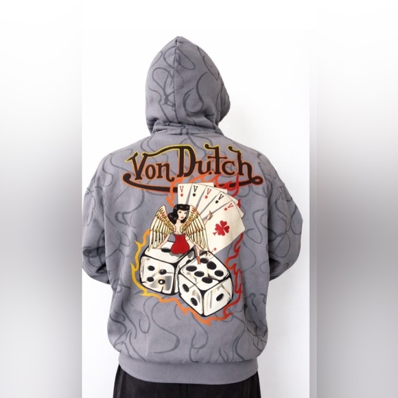 Von Dutch Lucky 8-Ball All Over Print Hoodie - Picture 2 of 6